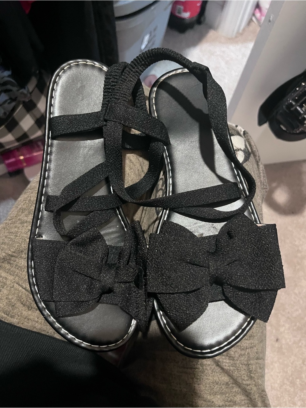 Women’s Black Bow Strap Sandals